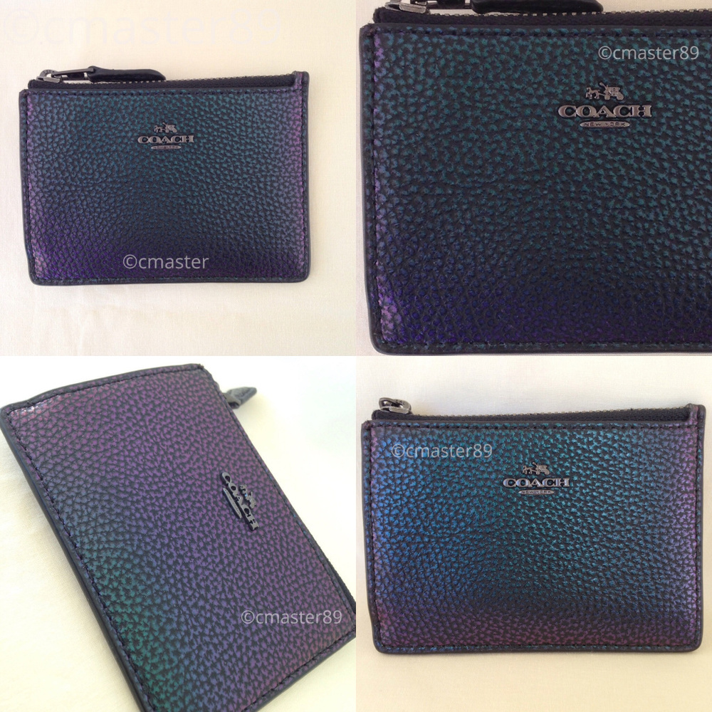 🔴SOLD🔴 Coach Hologram Pebble Leather Card Holder - Picture 1 of 6